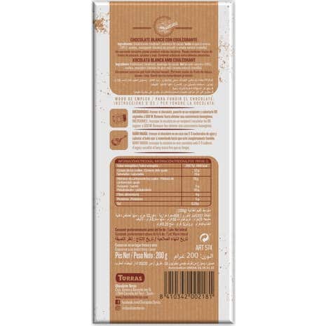 Torras Chocolate Blanco sin Azúcar Postres 200g