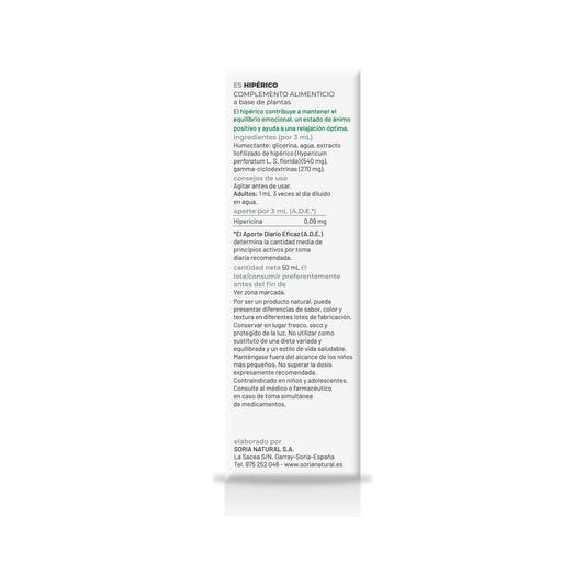 Extracto Hiperico Xxi 50ml Soria Natural