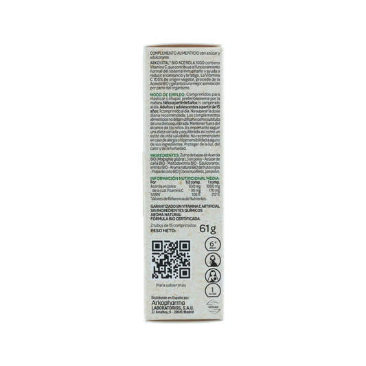 Arkopharma Arkovital BIO Acerola 1000 Vitamina C 30comp