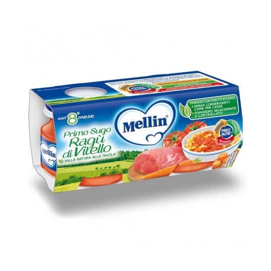 Mellin Primo Sugo Ragout de Ternera +8m 2x80g