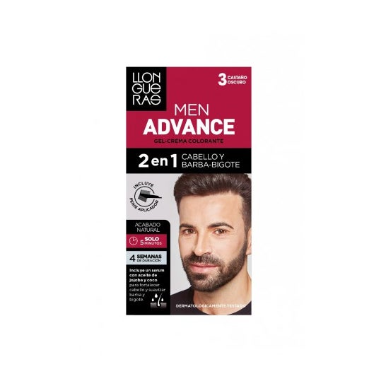 Llongueras Kit Men Advance Tinte Gel Crema 3 Castaño Oscuro