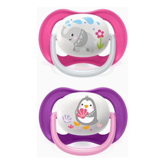 Avent Pack Chupetes Ultra Air Collection Pingüino y Elefante 6-18 M 2 uds