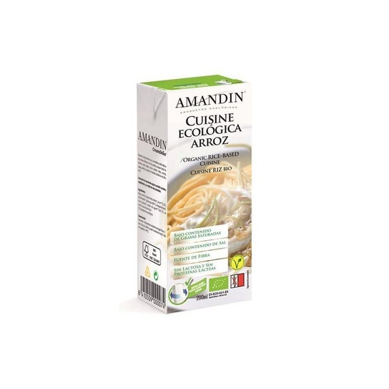 Amandin Crema Leche Arrooz Cocinar Eco sin Gluten sin Lactosa 200ml