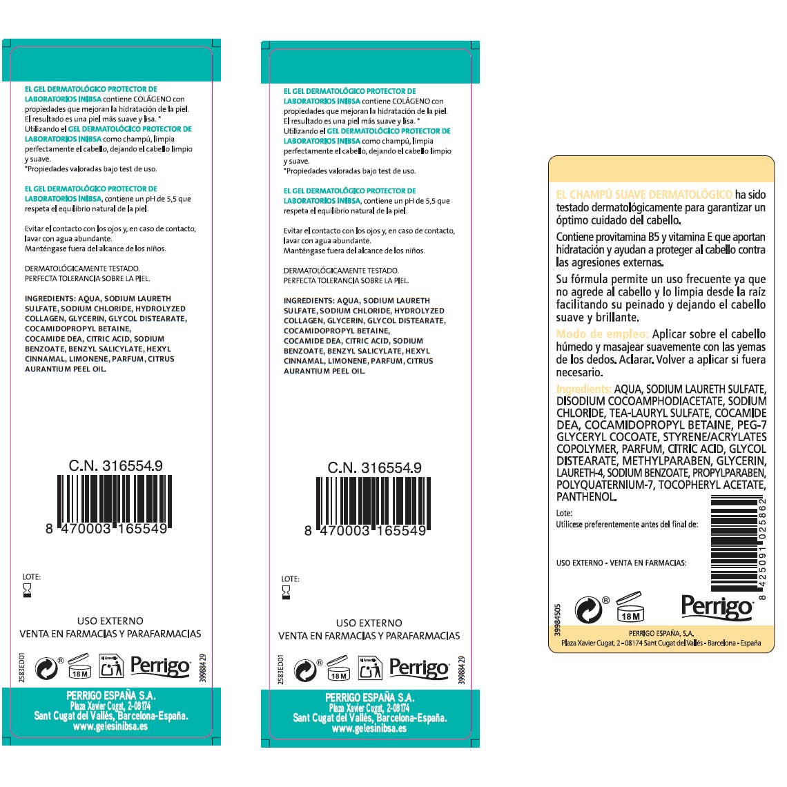 Inibsa Pack Gel Dermatológico 2x1000ml + Champú 200ml
