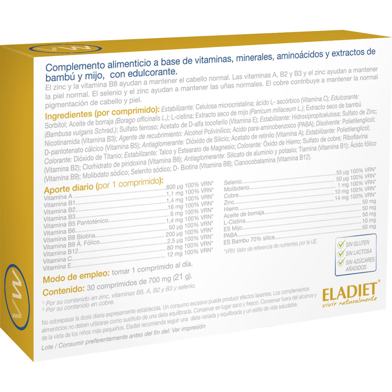 Eladiet Vita Woman Cabello Piel y Uñas 30comp