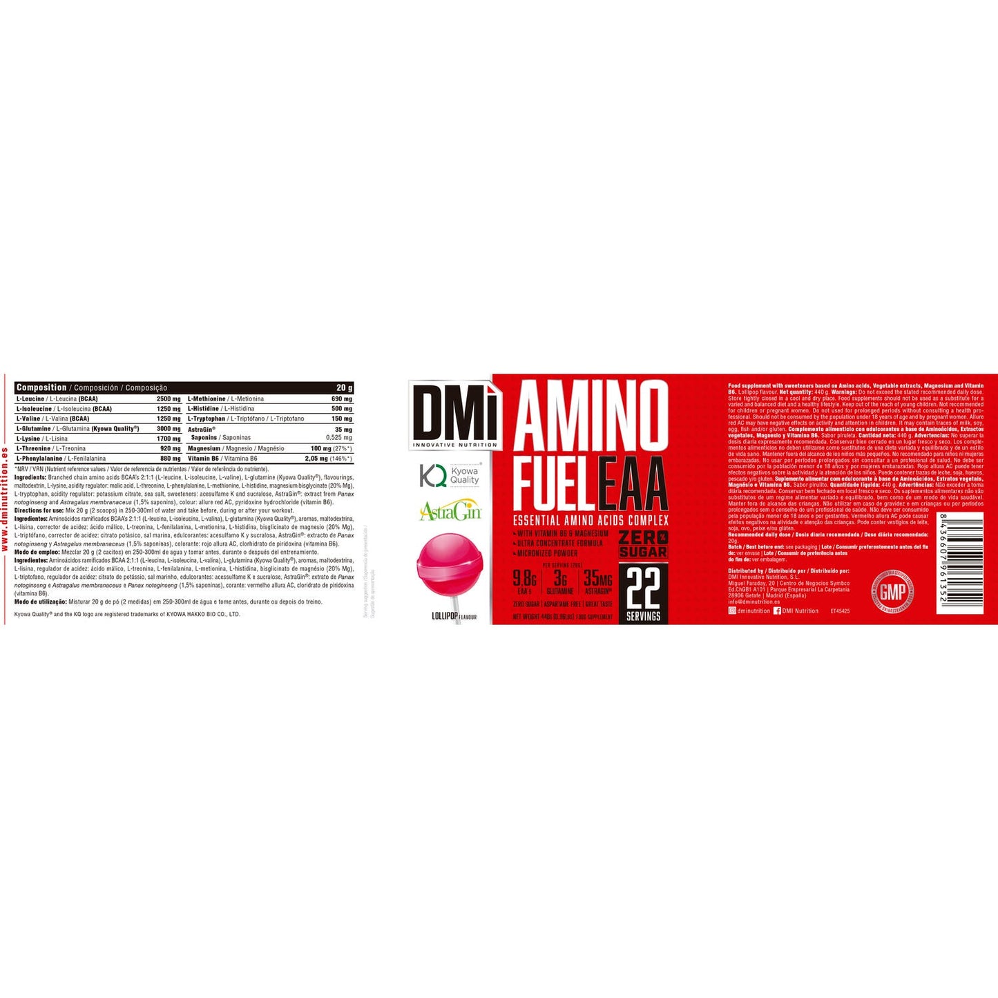 DMI Nutrition Amino Fuel Eaa Lollipop 440g