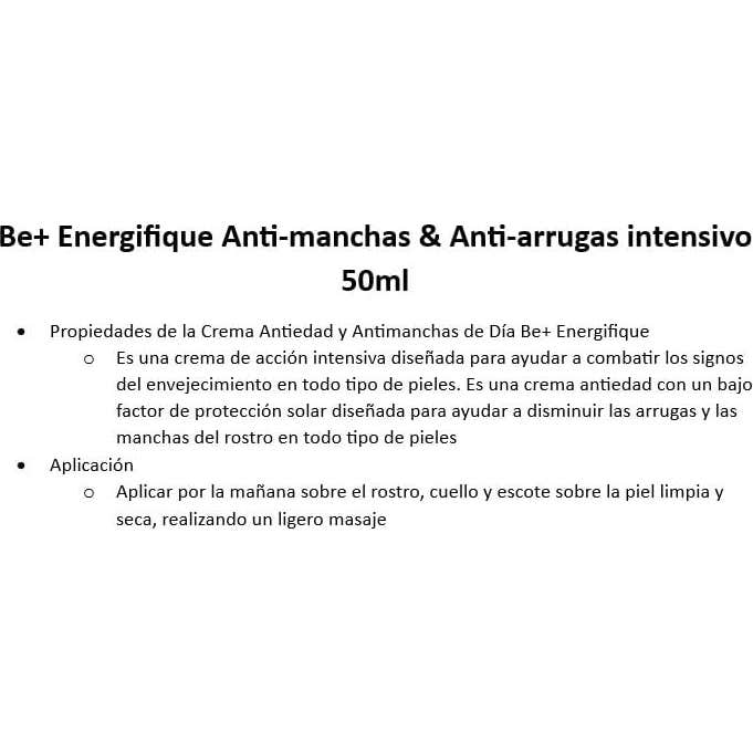 Be+ Energifique Anti-Manchas Anti-Arrugas Crema Inten Spf20 50ml