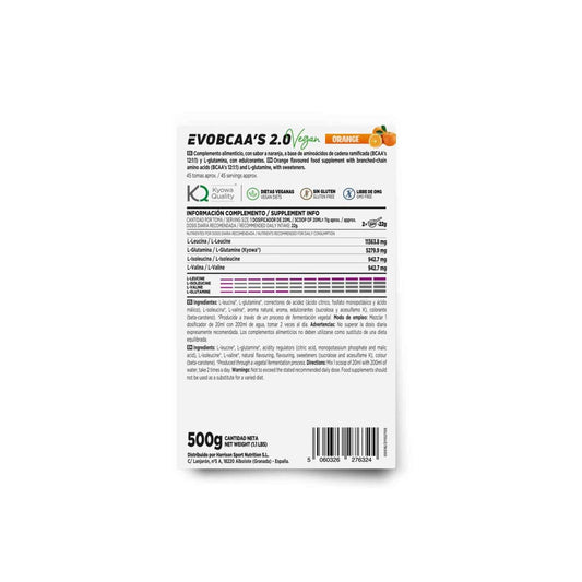 HSN EvoBCAA's 2.0 BCAA's 12:1:1 + Glutamina Naranja 500g