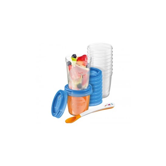 Avent Recipientes Leche Materna 10 X180 ml + 10 X240 + 20 Tapas + Cuchara 1 Libro de Recetas
