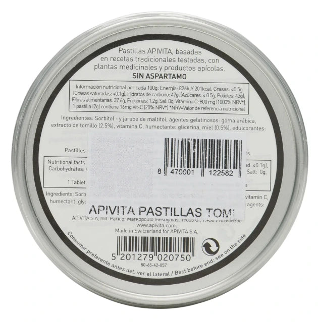Apivita pastillas tomillo y miel sin azúcar 45g
