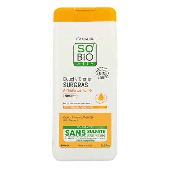 So'BiO étic Douche Crème Surgrass au Beurre de Karité Bio 650ml