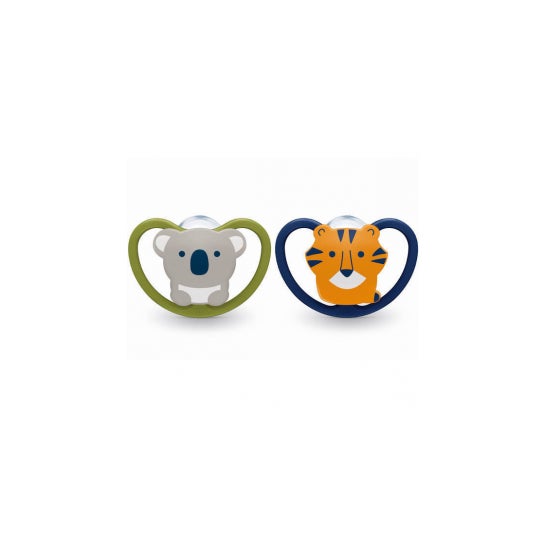 Nuk Space Koala Tigre Chupete Silicona 18-38M 2uds