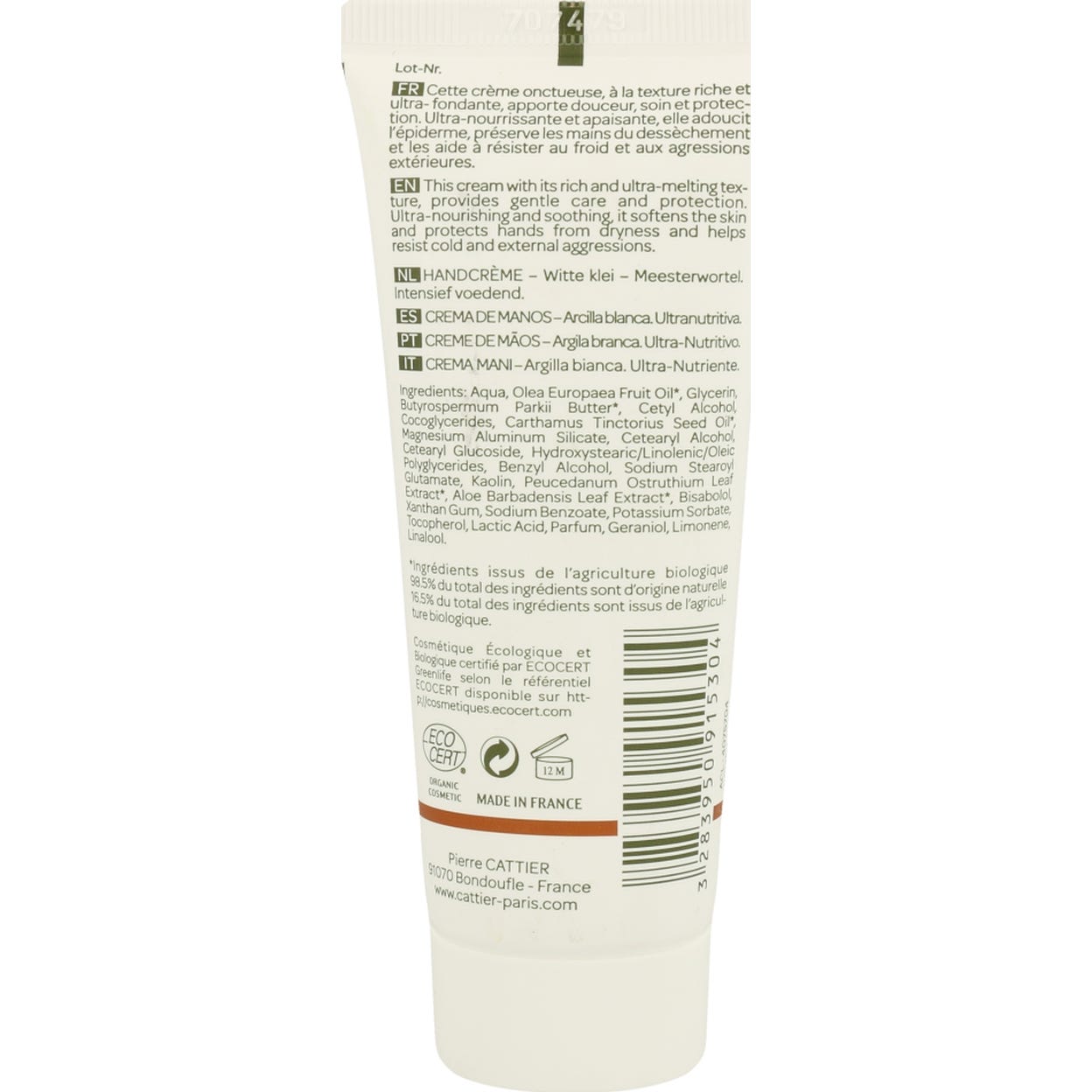 Cattier Crema De Manos Ultra Nutritiva 75ml