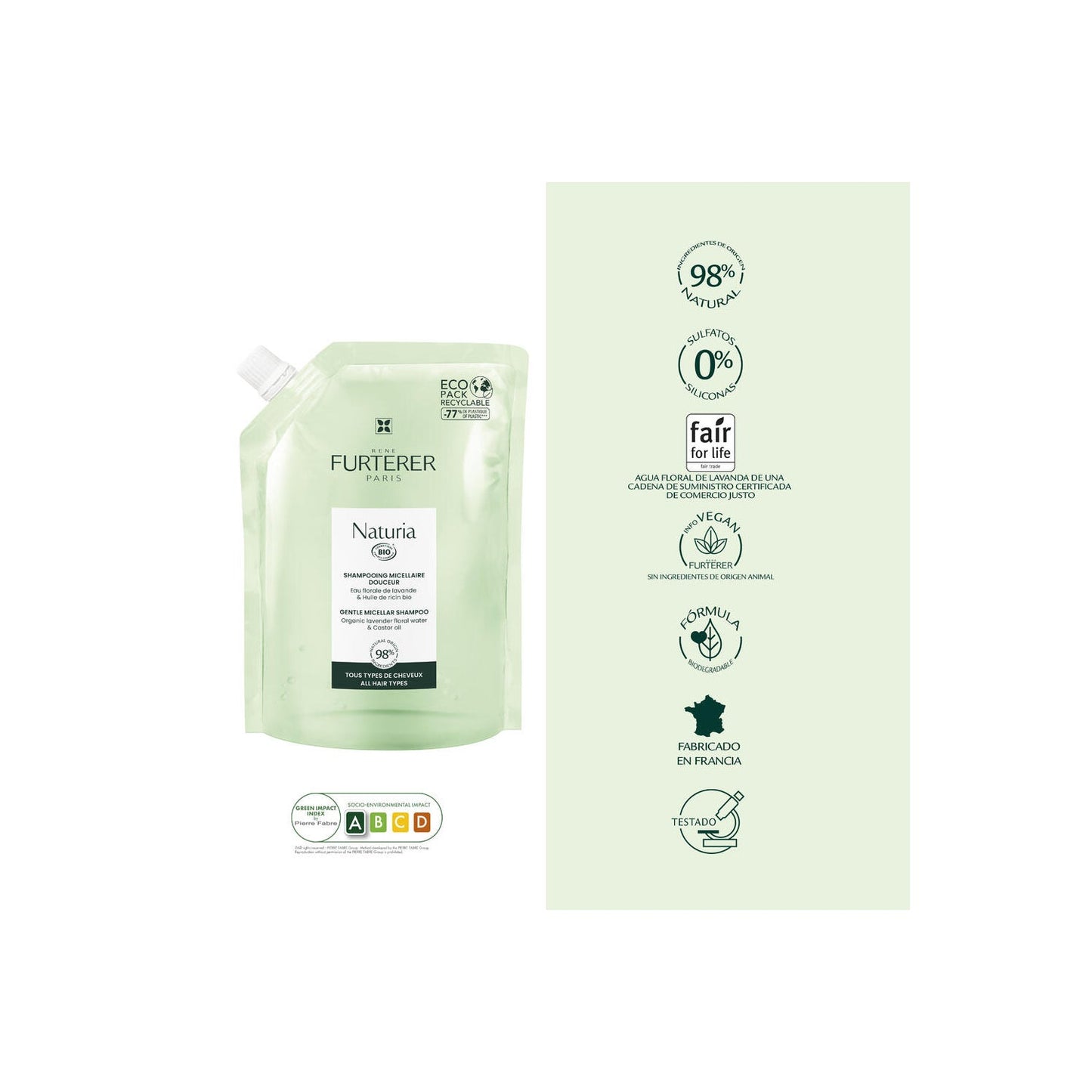 René Furterer Naturia Champú Micelar Suave Recarga 400ml