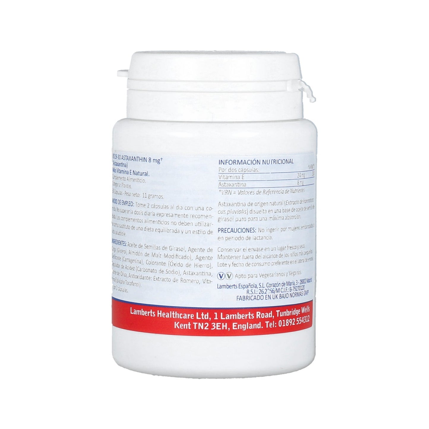 Lamberts Astaxantina 8mg con Vitamina E 30caps