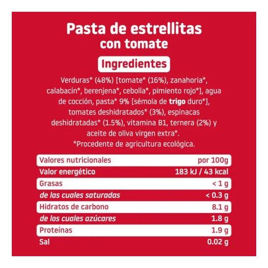 Smileat Tarrito Ecológico CA-CHI-TOS de Estrellitas con Tomate 230g