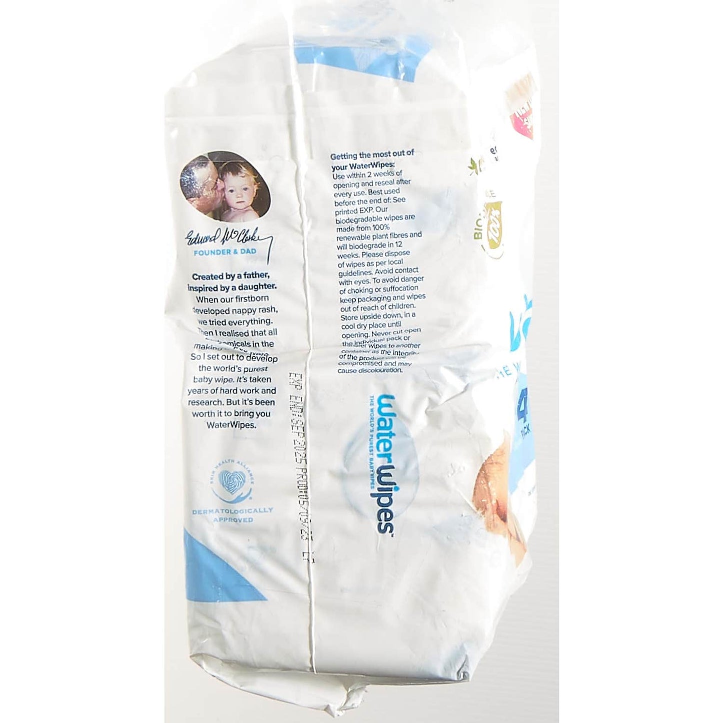 WaterWipes Lingettes Bébé 99,9% 4x60uds