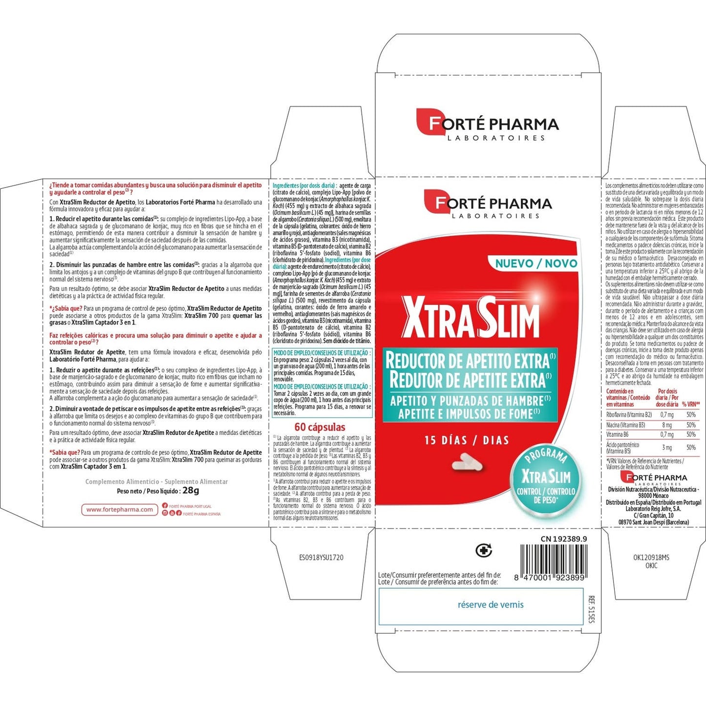 Forté Pharma XtraSlim Reductor del Apetito 60cáps