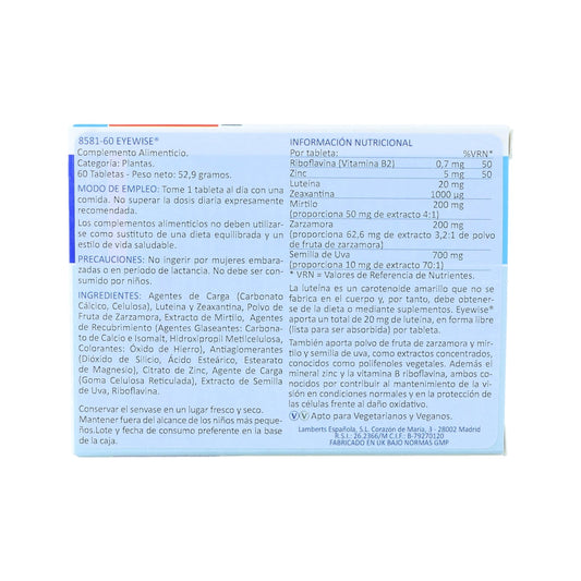 Lamberts Eyewise 60 tabletas