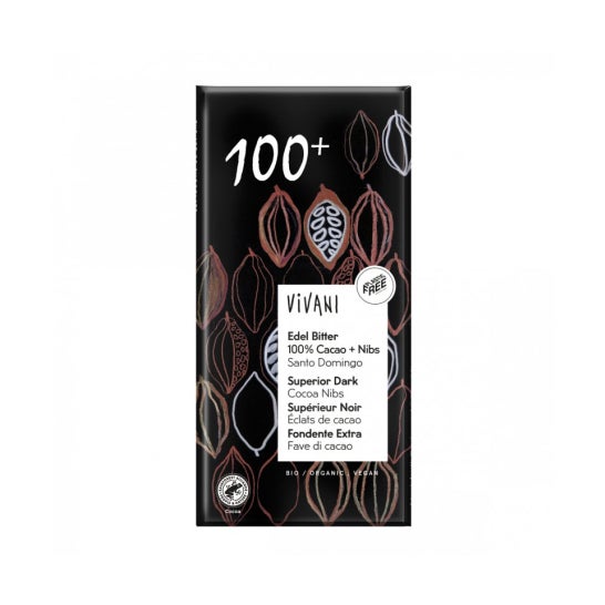 Vivani Chocolate Negro 100% con Nibs Cacao Bio 80g
