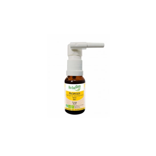 Herbalgem Propóleo Orgánico Spray para la Garganta de Gran Espectro 15 ml