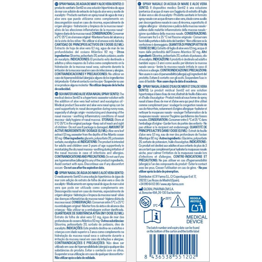 Senti2 Agua de Mar Spray Nasal Descongestivo Solución Hipertónica 20ml