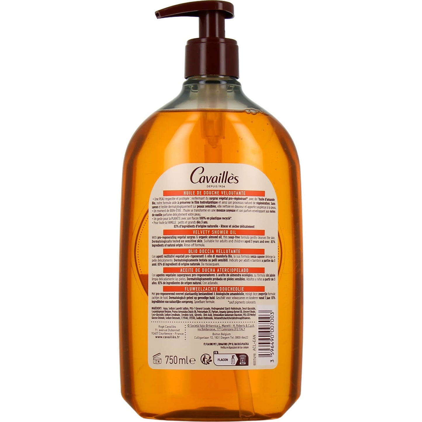 Cavaillès Aceite de Ducha Suavizante 2x750 ml
