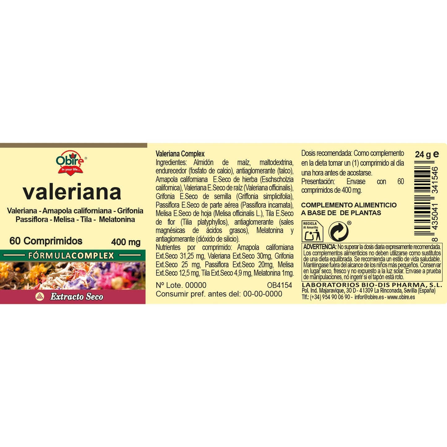 Obire Valeriana complex 400mg 60comp