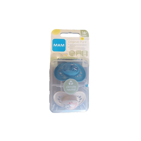 Mam Original Pure Chupete Silicona +16M Azul 2uds