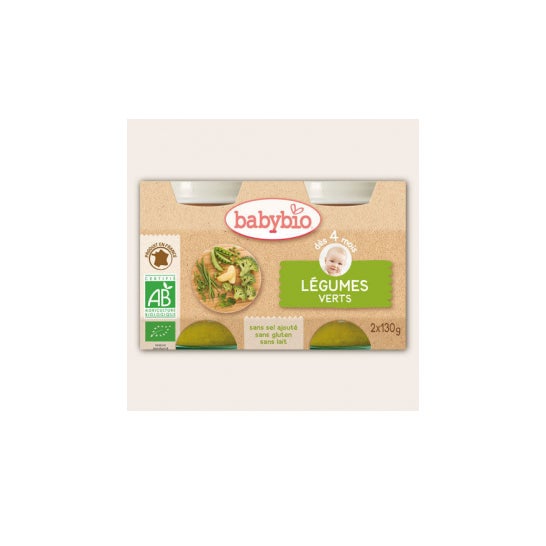 Babybio Vegetales Verdes Orgánicos en 4 Meses 2x130g