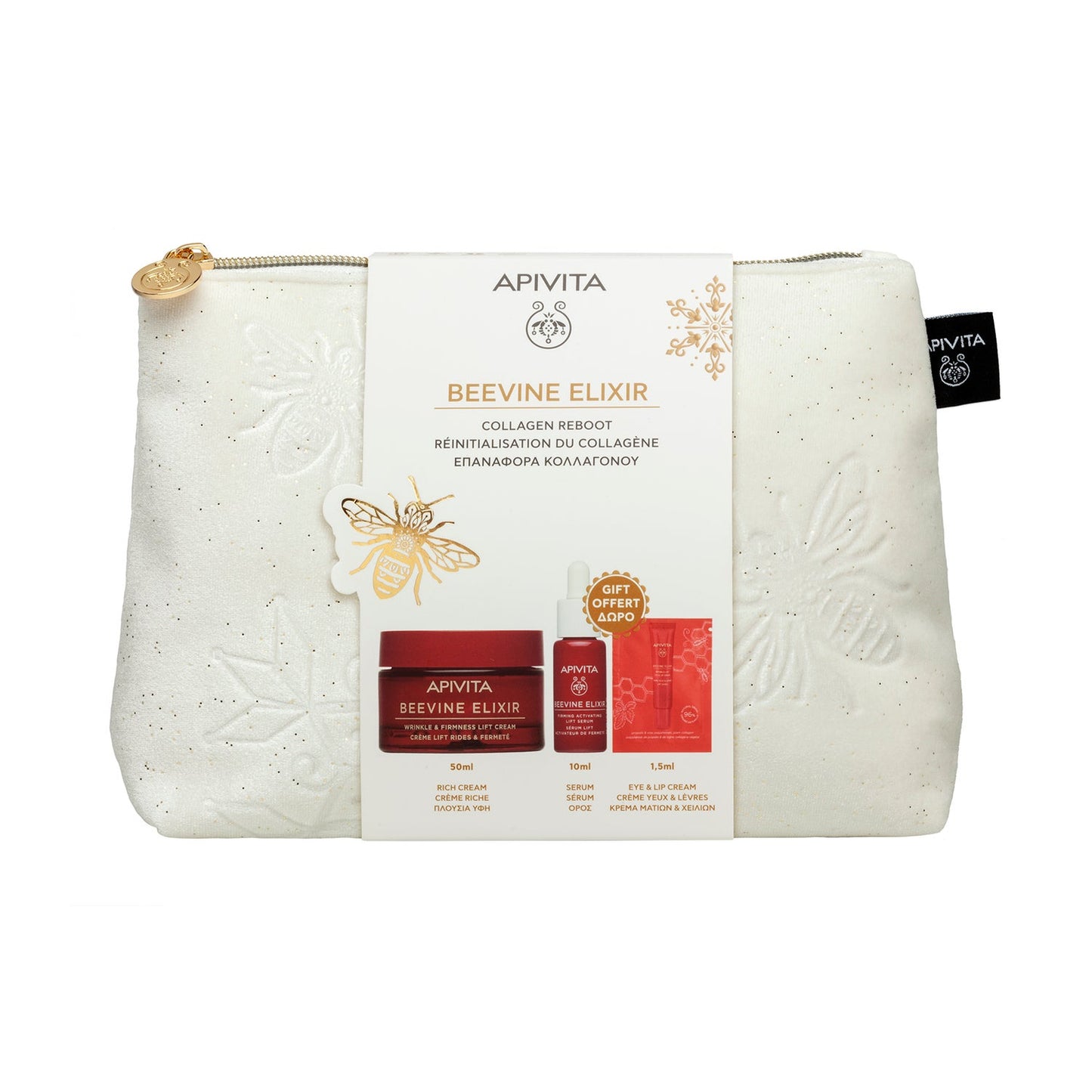 Apivita Pack Beevine Elixir crema Lift y Firmeza textura rica + Sérum 10 ml + contorno de ojos 1,5ml
