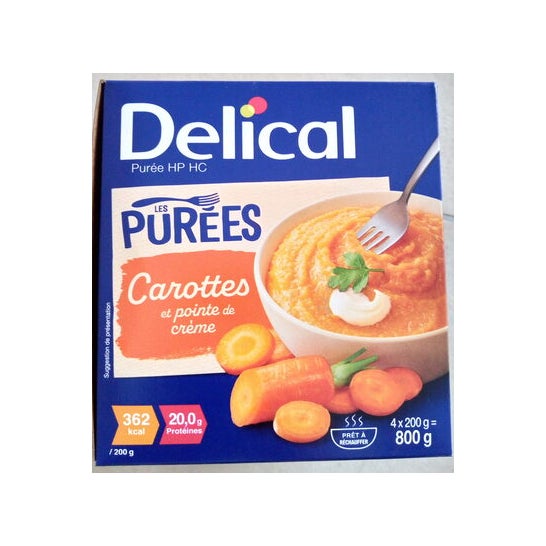 Delical Puré Hp Hc Alimento Zanahoria Crema 4x200g