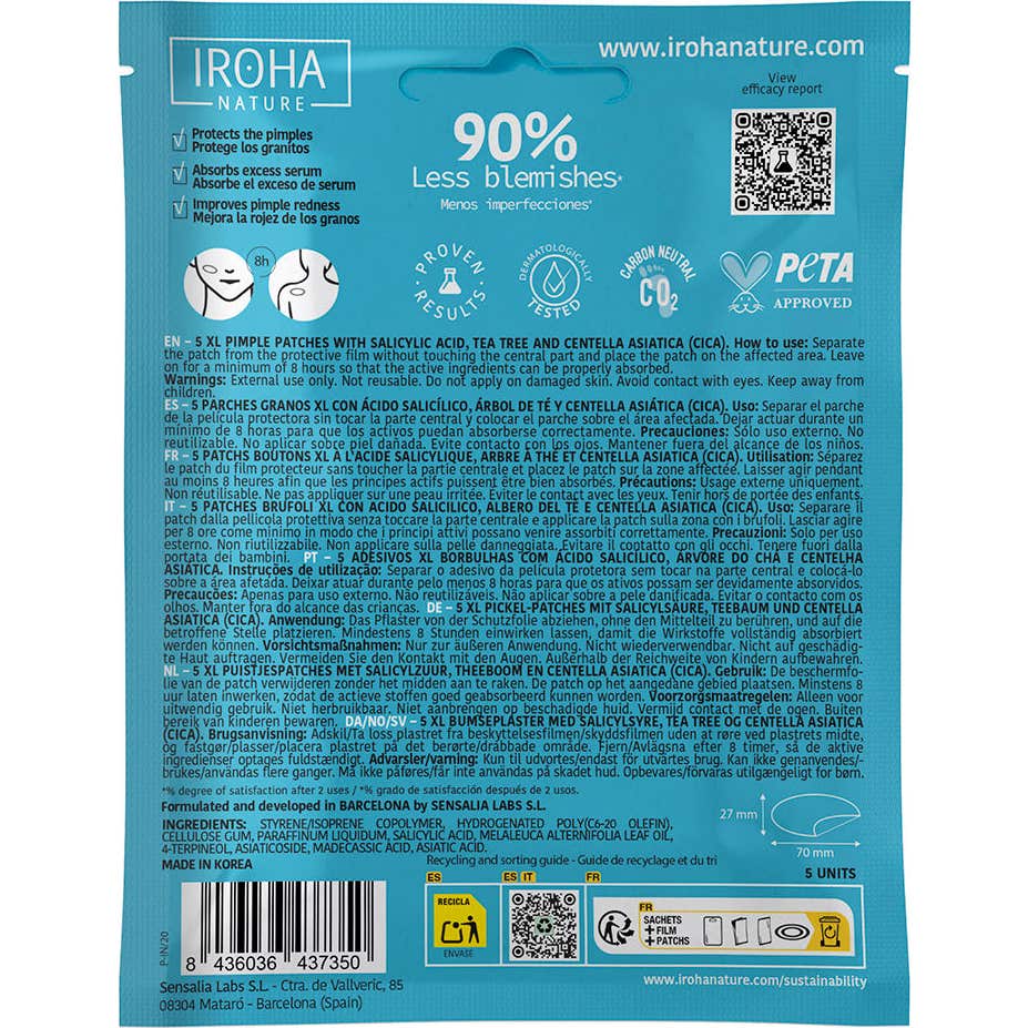 Iroha Nature Acne Prone Skin Parches Hidrocoloide XL 5 uds