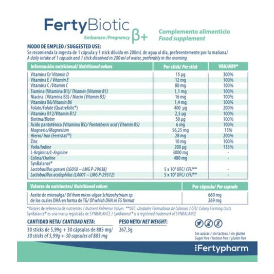 Fertybiotic Embarazo B+ 30sticks + 30caps