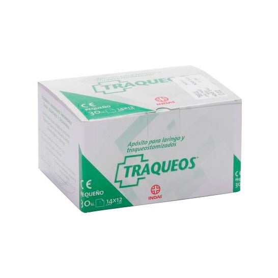Traqueo's apósitos laringo/traqueotomizado 14x12cm 30uds