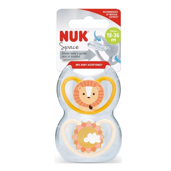 Nuk Chupete Silicona Space 18-36M León 2 uds