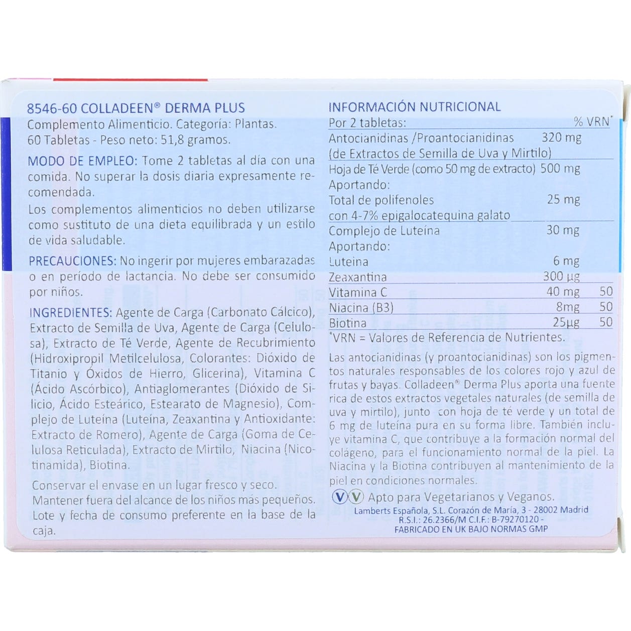 Lamberts Colladeen® Derma Plus 60 tabletas