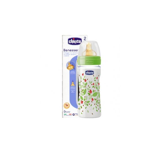 Chicco Biberón Wellbeing Silicona Verde +2 M Flujo Medio 250 ml
