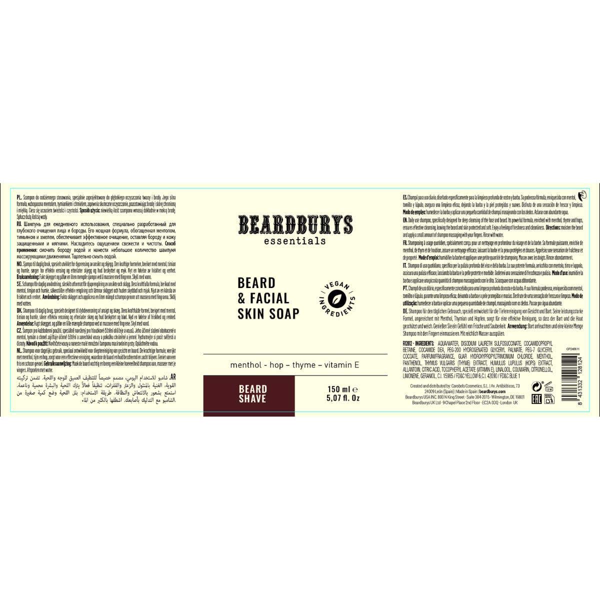 Beardburys Essentials Limpiador Barba Rostro Uso Diario 150ml