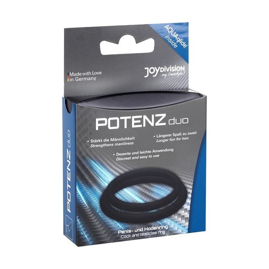 Potenz Duo Anillos Pene Talla M Negro 2uds