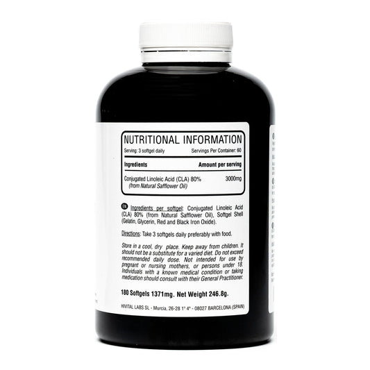 Hivital Foods CLA Ácido Linoleico Conjugado 3000 mg por dosis 180 perlas de Aceite Vegetal de Cártamo (2 meses)
