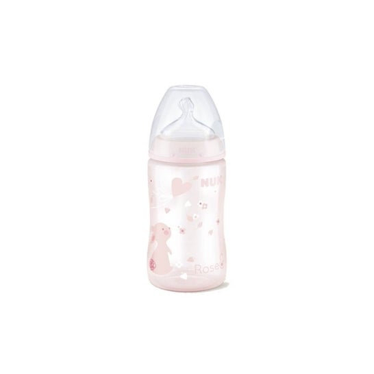 Nuk biberón de polipropileno rose tetina silicona boca ancha talla 2 orificio m 300ml
