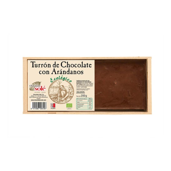 Chocolates Sole Turrón de Chocolate con Arandanos Bio 200 g