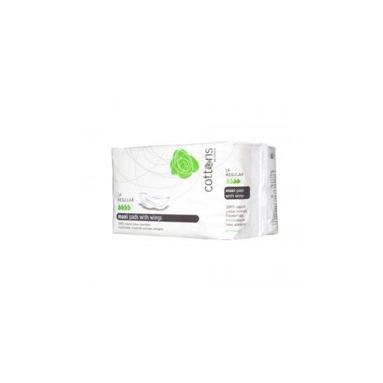 Cottons compresa maxi con alas absorción regular 14uds
