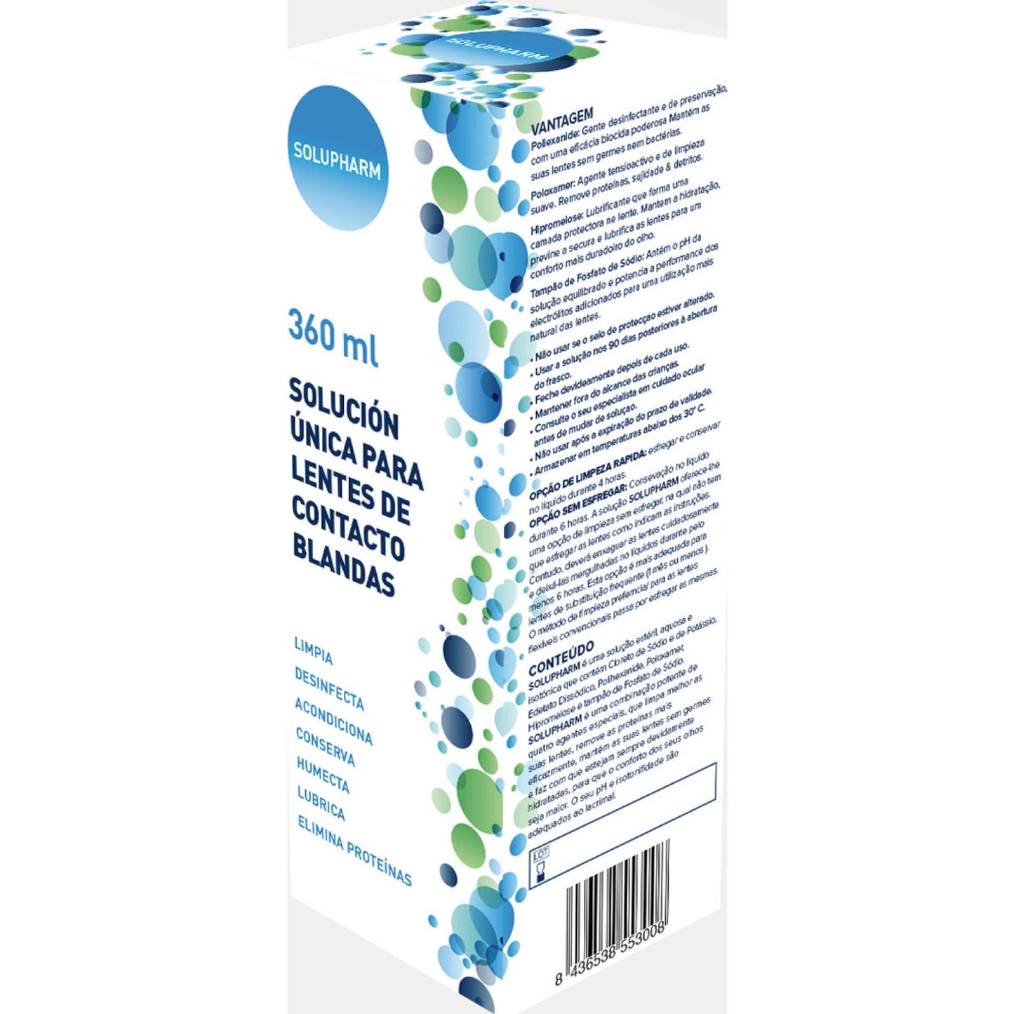 Solupharm solución única para lentes de contacto blandas 360ml