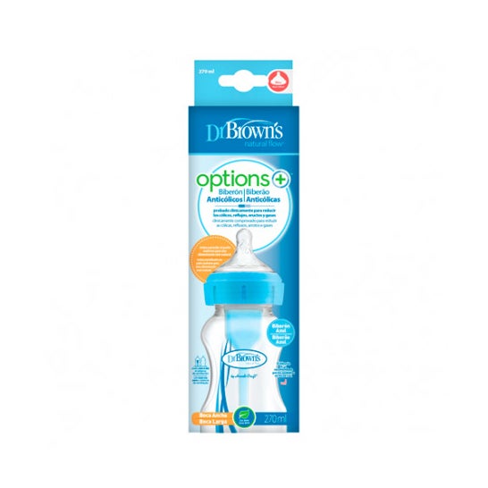 Dr. Brown's Biberon Boca Ancha Options+ Azul 270ml