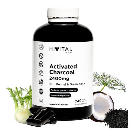 Hivital Foods Activated Charcoal 2400 mg 240 caps