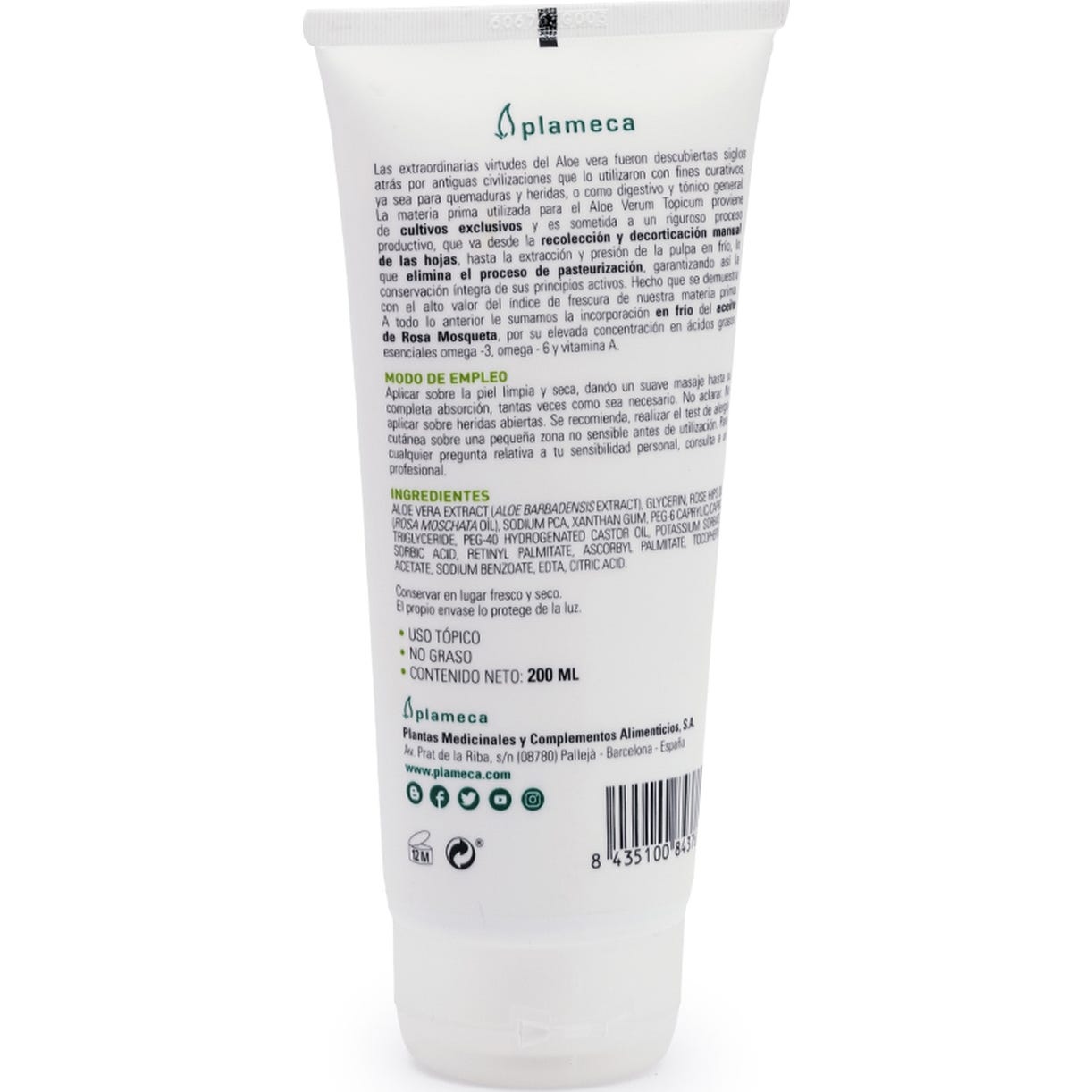 Plameca Aloe Verum Topicum con rosa mosqueta 200ml