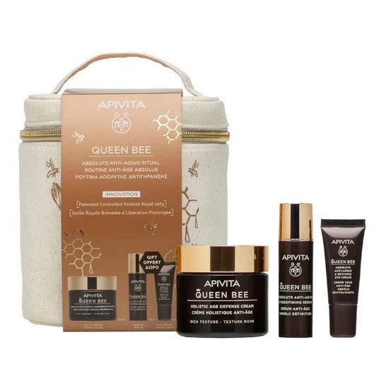 Apivita Ritual Antiedad Queen Bee Crema Rica 50ml + Sérum 10Ml + Contorno 5Ml
