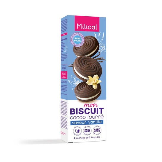 Milical Nutrition Galletas Cacao Rellenas Vainilla 8uds